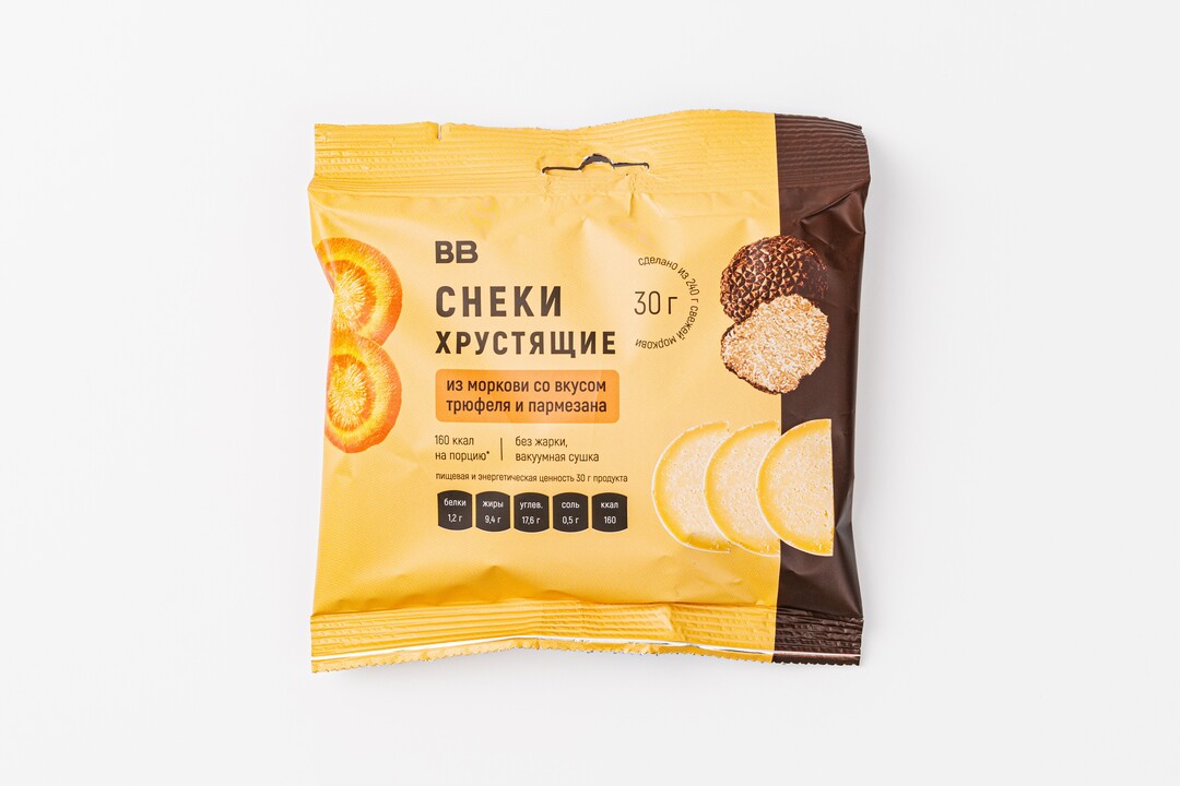 

Снеки хрустящие из моркови ВкусВилл со вкусом трюфеля и пармезана 30 г