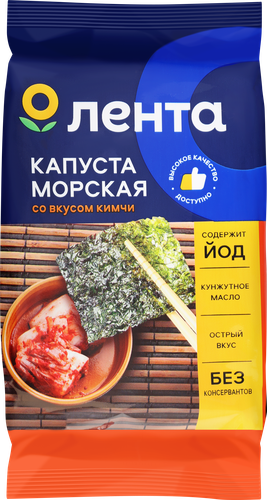 

Морская капуста Лента в кунжутном масле со вкусом кимчи 4 г