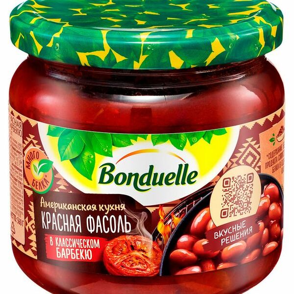 Фасоль консервированная Бондюэль красная в классическом барбекю 360 г