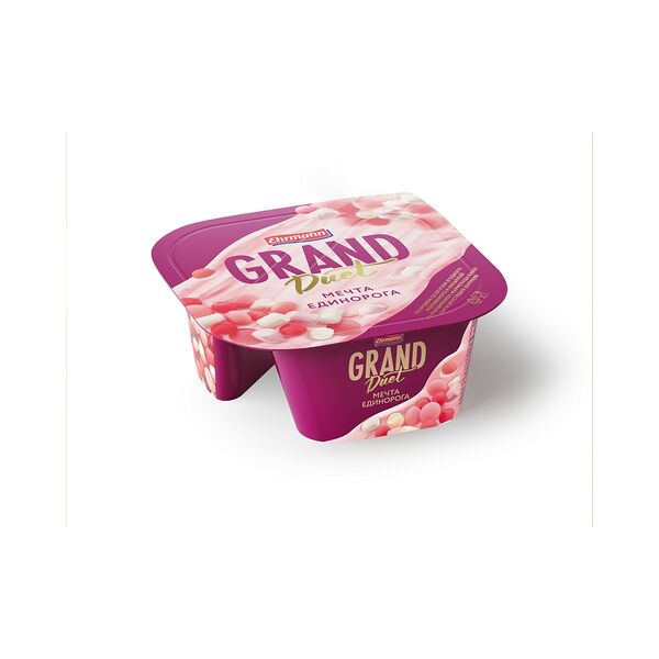 Десерт твор GRAND DUET Мечта единорога 5,5% вкус ягодн мороженого смесь мармелада кукуруз шар маршмеллоу 135г