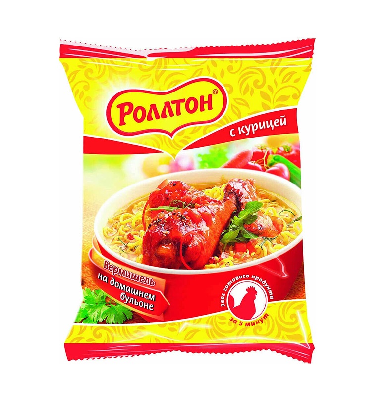 

Вермишель Роллтон на домашнем бульоне курица дизайн упаковки в ассортименте 60 г