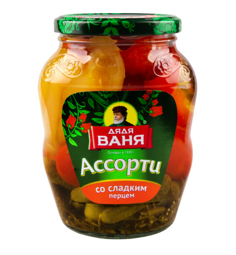 

Ассорти овощное Дядя Ваня Огурцы, томаты и перец, 680 г