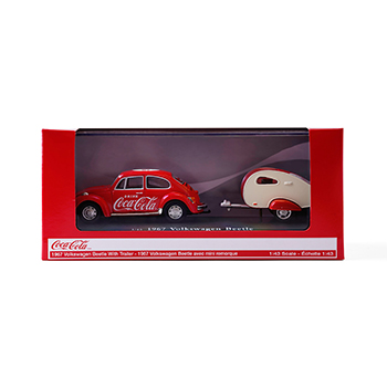 

Машинка модель Motor City Coca-Cola 1967 Volkswagen Beetle With Trailer с прицепом масштаб 1:43 металлическая, возраст 14+