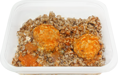 

Фрикадельки в томатном соусе с гречкой 230 г