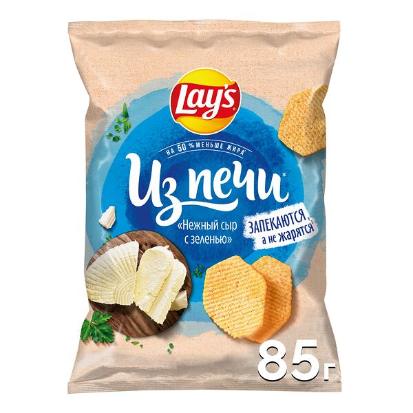 Картофельные чипсы Lay's Из печи Нежный сыр с зеленью 85 г