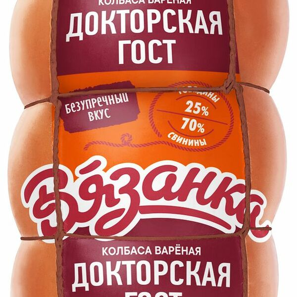Колбаса Вязанка Докторская вареная ГОСТ 400 г