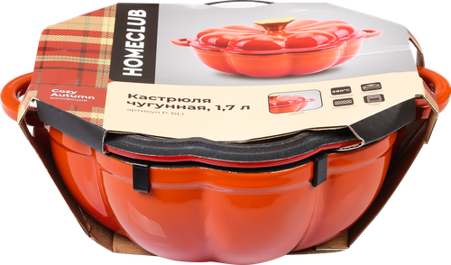 

Кастрюля Homeclub Pumpkin чугун эмалированное покрытие 1.7 л