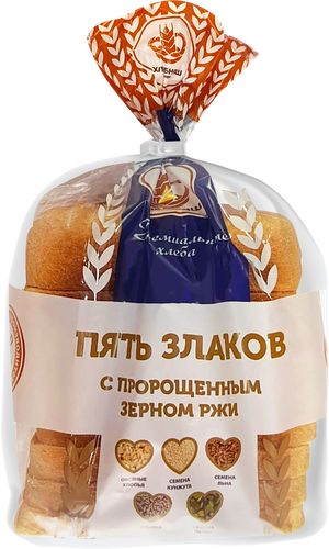 

Хлеб тостовый Хлебнаш 5 злаков с пророщенным зерном ржи нарезанный 320 г