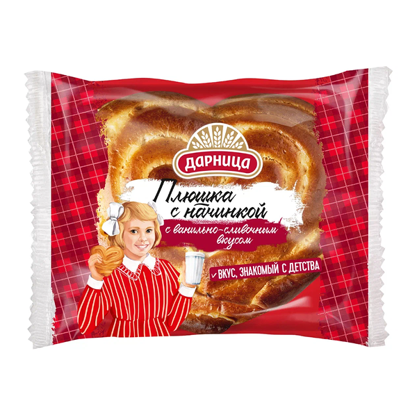 Плюшка Ремесленный хлеб с начинкой с ванильно-сливочным вкусом 130 г