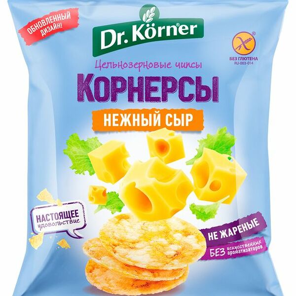 Чипсы цельнозерновые Dr.Körner Корнерсы Нежный сыр 50 г
