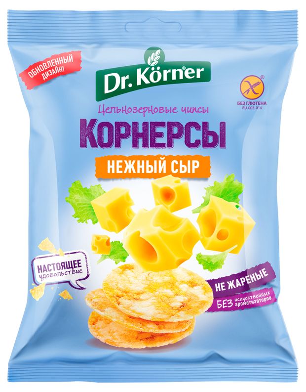 

Чипсы цельнозерновые Dr.Körner Корнерсы Нежный сыр 50 г
