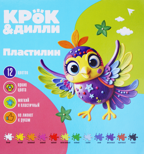 

Пластилин Крок&Дилли 12 цветов