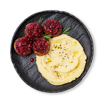 

Фрикадельки Азбука Вкуса Taste Of в брусничном соусе с картофельным пюре 420 г