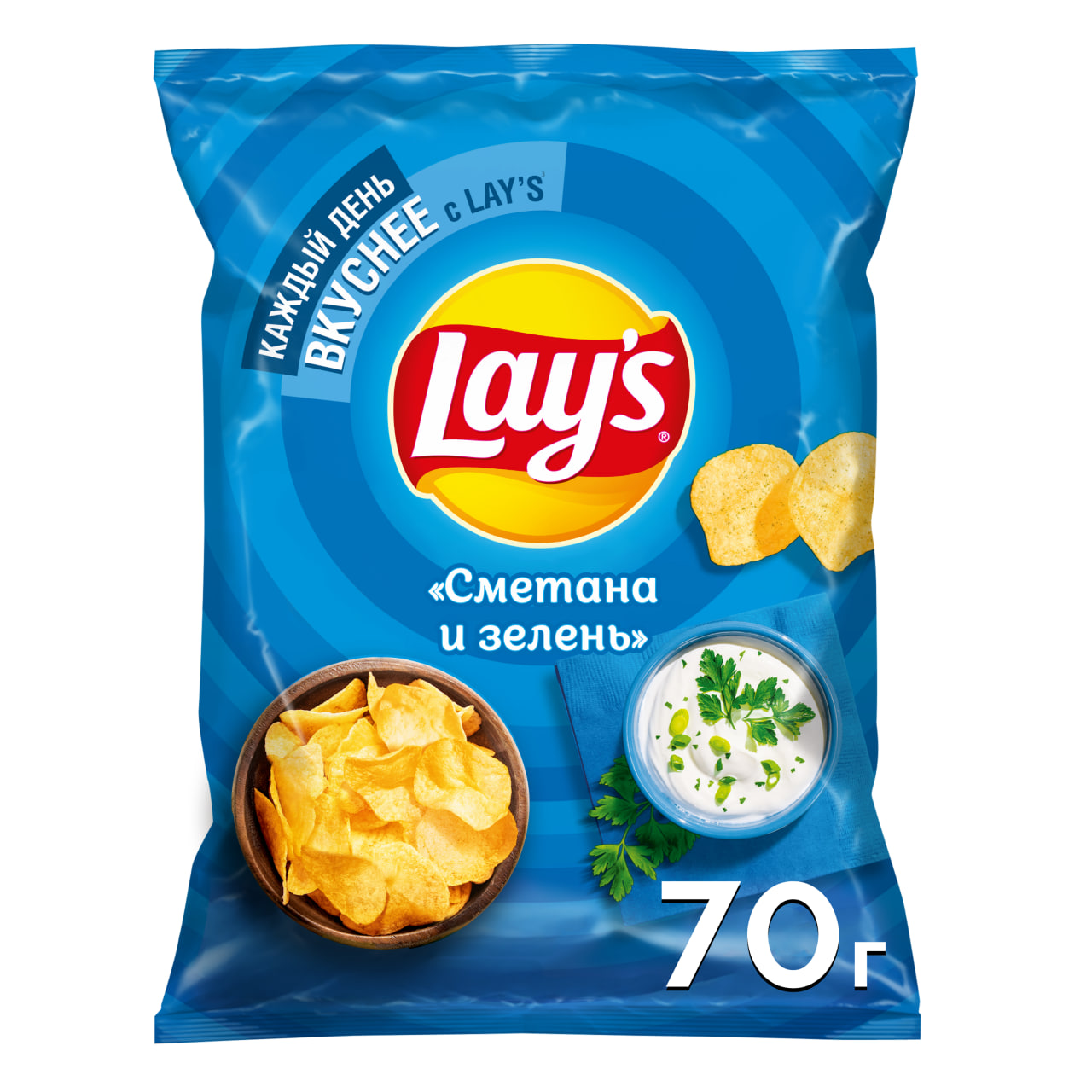 

Картофельные чипсы Lay's Сметана и Зелень 70 г