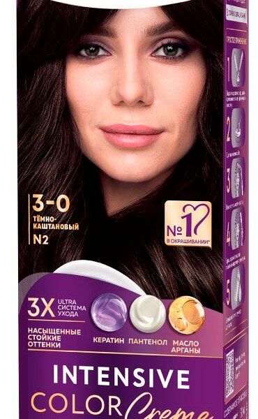 Стойкая крем-краска для волос Палетт Naturia 3-0 Темно-каштановый, 110 мл