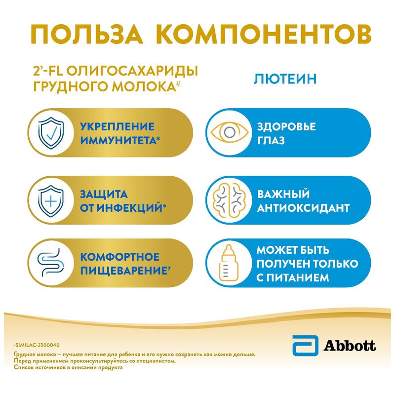 

Сухая молочная смесь Similac Комфорт 2 с 6 до 12 месяцев для детей с коликами и запорами 750 г