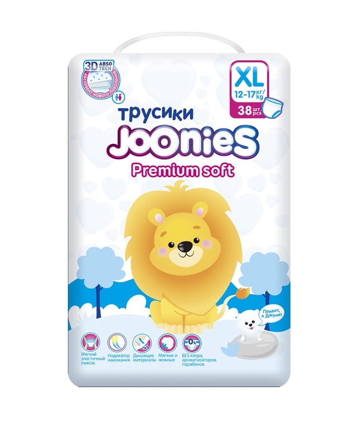 

Подгузники-трусики Joonies Premium Soft XL 12-17 кг 38 шт.