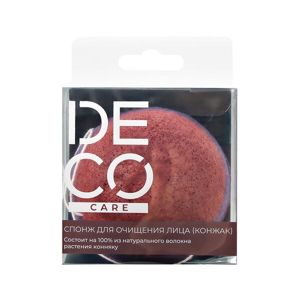 Спонж для очищения лица Deco care конжак двухцветный
