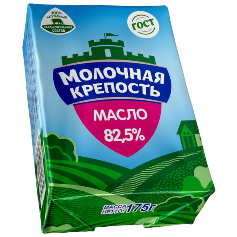 

Масло сливочное Молочная крепость традиционное 82.5% 175 г