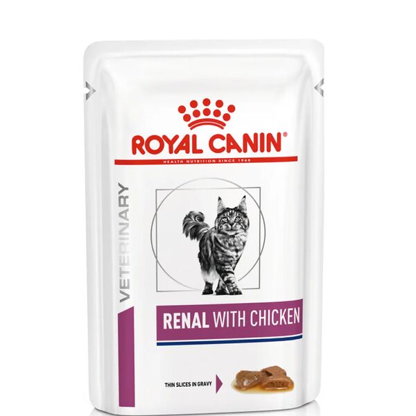 Влажный корм Royal Canin Veterinary Renal для взрослых кошек для поддержания функции почек с курицей в соусе 85 г