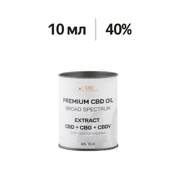 Масло MIRMAL CBD с экстрактом широкого спектра с 40% CBD+CBG+CBDV и природными терпенами 10мл, Россия