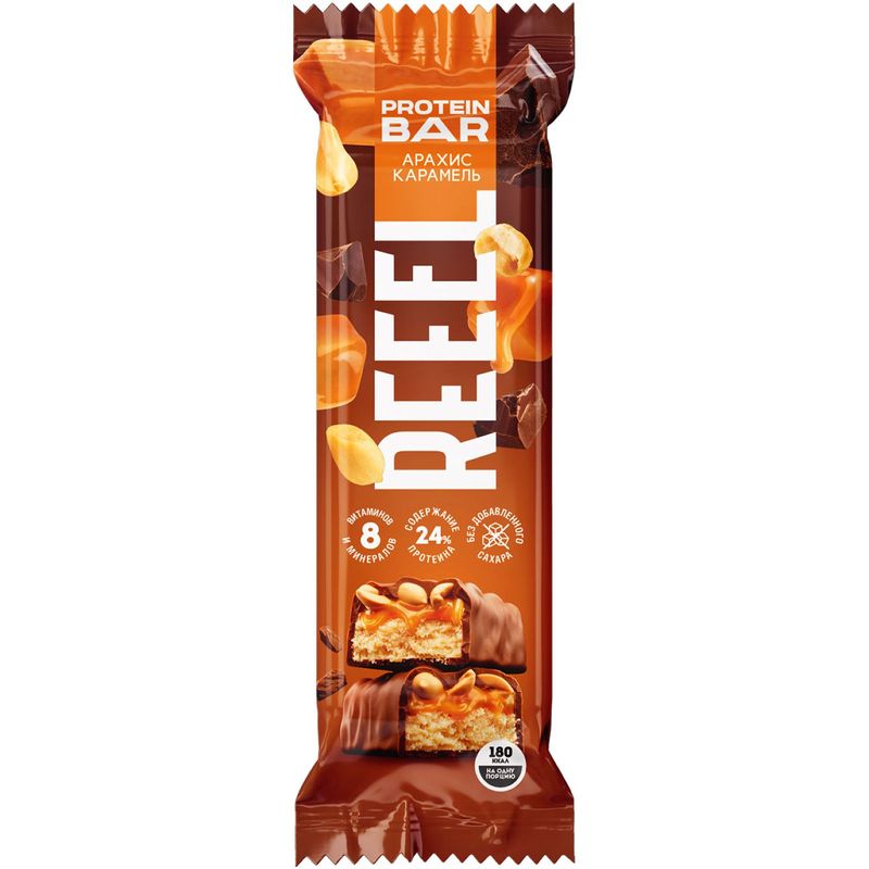 

Батончик Reeel протеиновый в молочном шоколаде с арахисом и карамелью 40 г