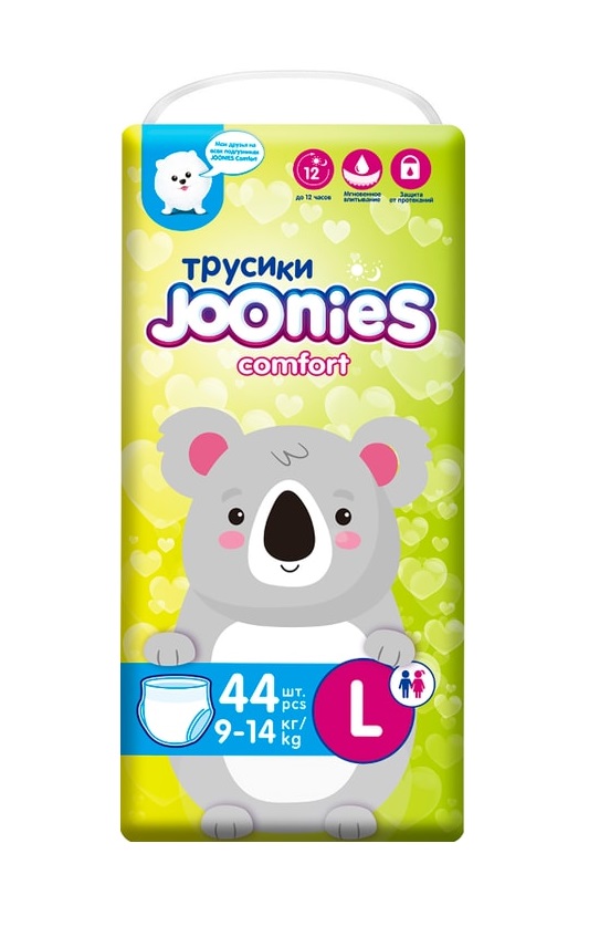 

Подгузники-трусики детские Joonies Comfort L (9–14 кг), 44 шт.
