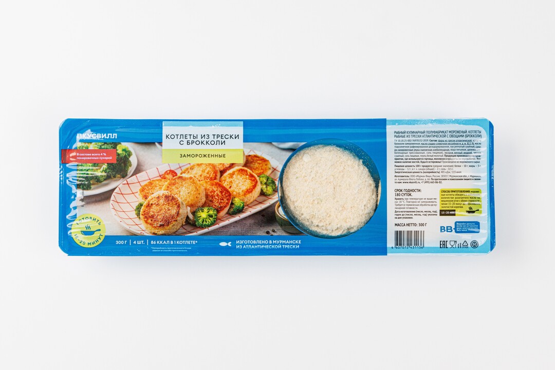 

Котлеты Четверг из трески с брокколи замороженные 300 г