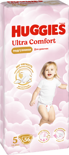 

Подгузники для девочек Huggies Ultra Comfort 5 12-22 кг 56 шт.