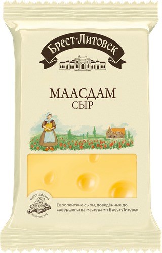 

Сыр полутвердый Брест-Литовск Маасдам 45% 200 г