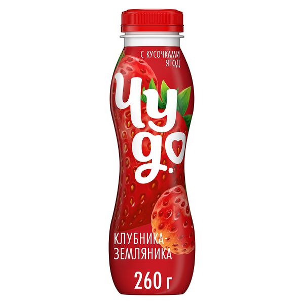 Йогурт питьевой Чудо Клубника-земляника 1.9% 260 г
