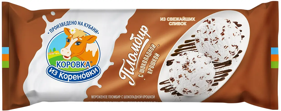 

Пломбир Коровка из Кореновки с шоколадной крошкой 15% 400 г дизайн в ассортименте