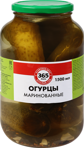 Огурцы маринованные 365 ДНЕЙ, 1,5л
