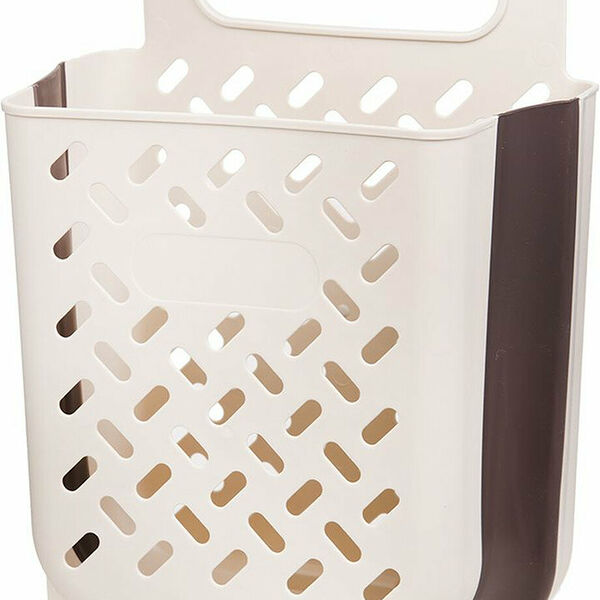 Корзина складная HANDY HOME, с крючками, пластик, бежевая, 28x18x38 см