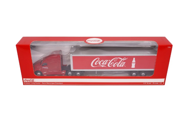 

Машинка трейлер Motor City модель Coca-Cola Classic Long Hauler масштаб 1:87 металлическая, возраст 14+