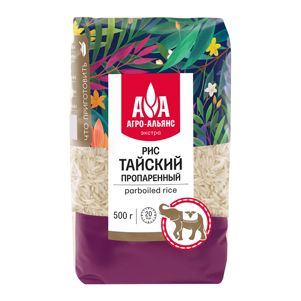 Рис Агро-Альянс Экстра Тайский пропаренный 500 г