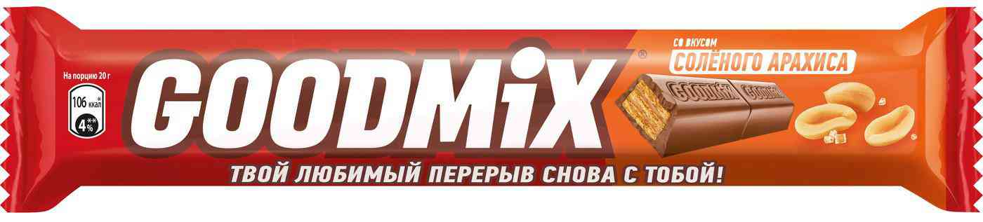 

Батончик Goodmix соленый арахис 40 г