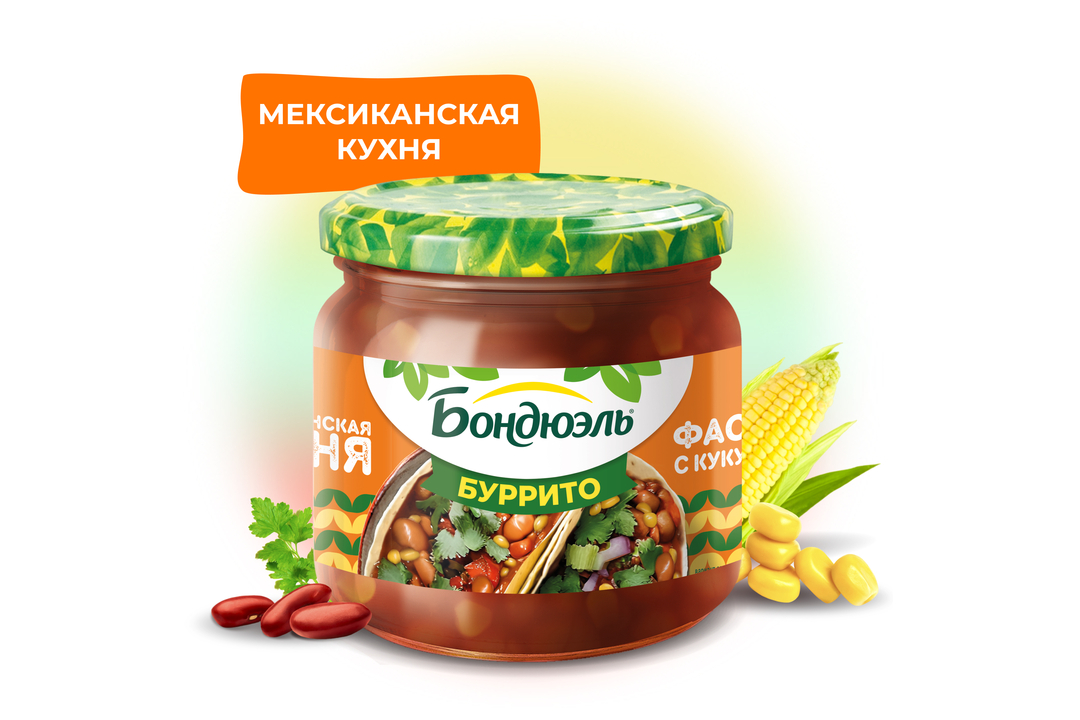 

Фасоль красная Бондюэль с кукурузой по-мексикански в соусе Буррито 360 г