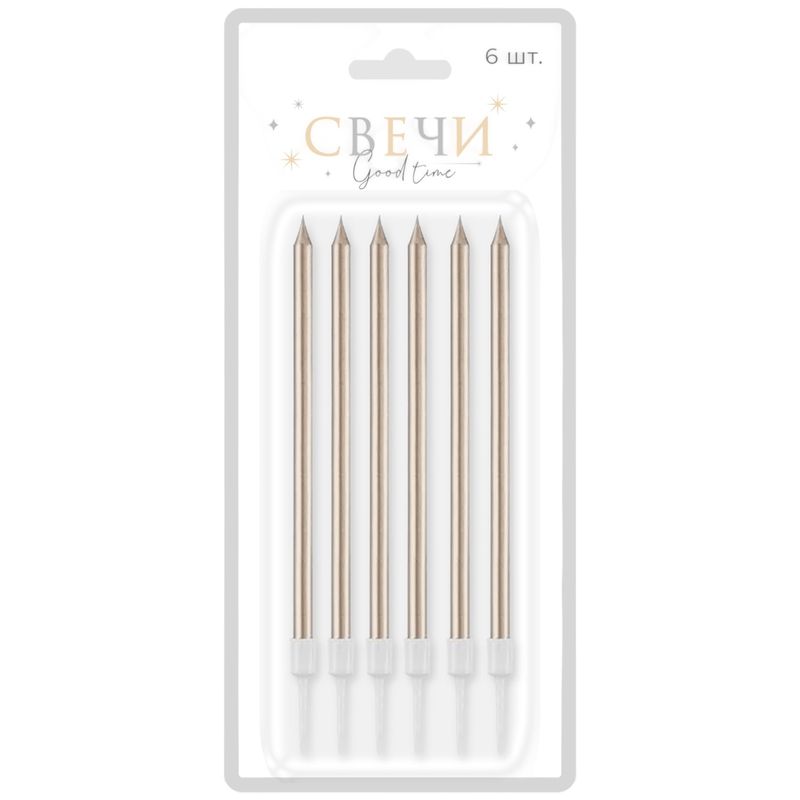 

Свечи City Home Trade Good Time праздничные металлик 8 см 6 шт.