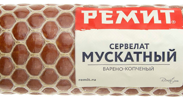 Колбаса Ремит Сервелат мускатный варено-копченая вес