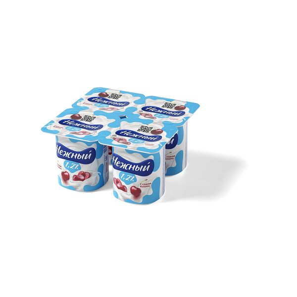 Продукт йогурт. Campina НЕЖНЫЙ жир. 1.2 % с сок. вишни вес 100 г