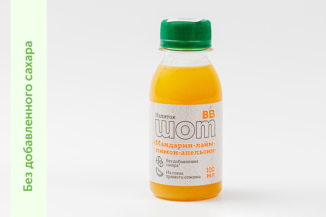 

Напиток-шот ВкусВилл Мандарин, лайм, лимон, апельсин 100 мл