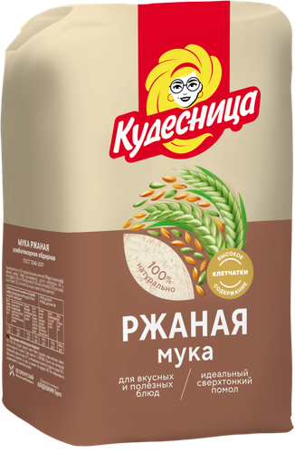 

Мука Кудесница ржаная х/п обдирная, 1 кг