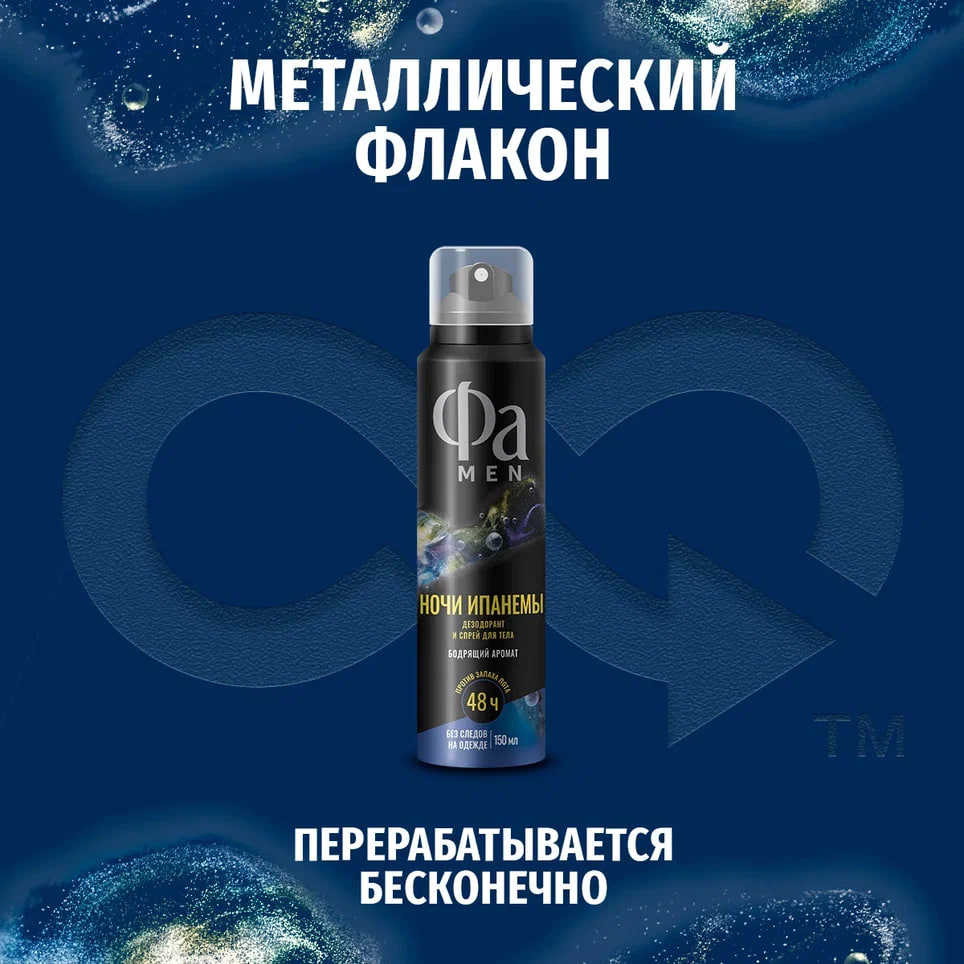 

Аэрозоль дезодорант & спрей для тела мужской Фа Men Ночи Ипанемы 150 мл