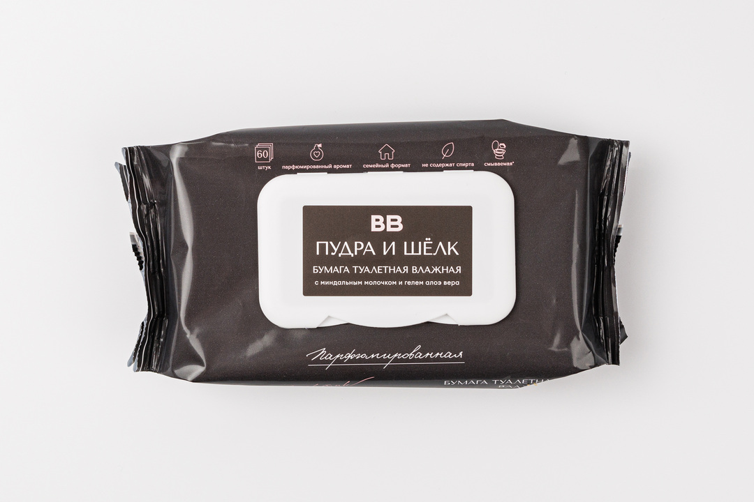

Бумага туалетная влажная ВкусВилл парфюмированная Пудра и шелк 60 шт.