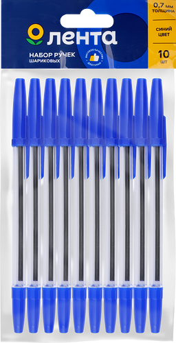 Набор шариковых ручек ЛЕНТА, синий, 10шт