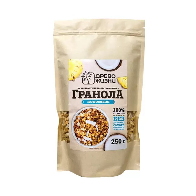 

Гранола Древо жизни кокосовая без сахара 250 г