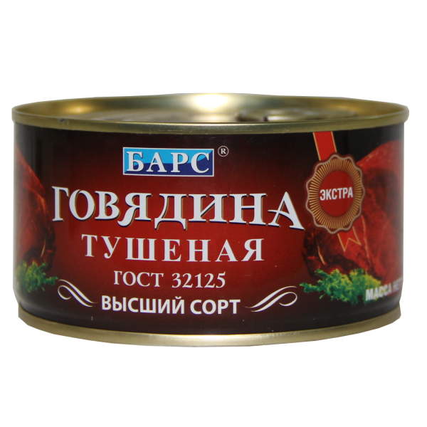 

Говядина тушёная Барс Экстра высший сорт 325 г