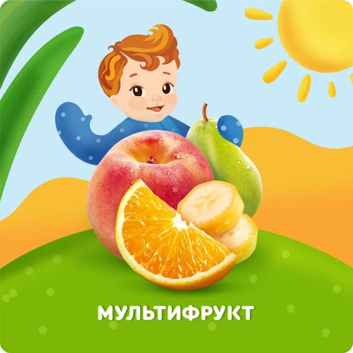 

Пюре фруктовое детское Агуша Мультифрукт в мягкой упаковке с 6 месяцев 90 г