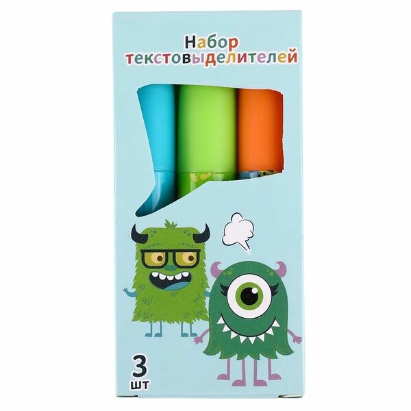 Набор текстовыделителей Монстры 3 цвета в ассортименте